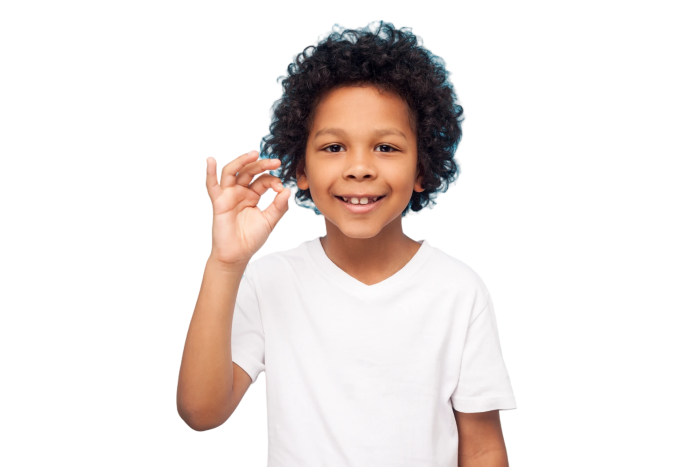 Boy accept self ok sign no background